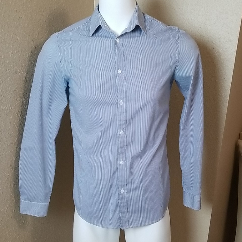 H & M Long Sleeve Striped Button Front Shirt
